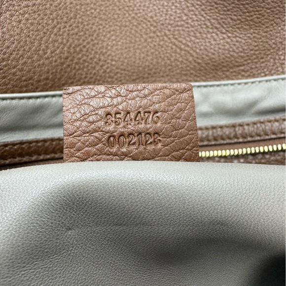 Auth Gucci Large Brown Pebbled Leather Lady Tassel Top Handle Tote Bag Preloved - Picture 14 of 15